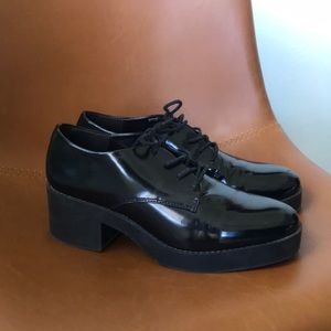 Topshop Black Patent Leather Platform Oxfords